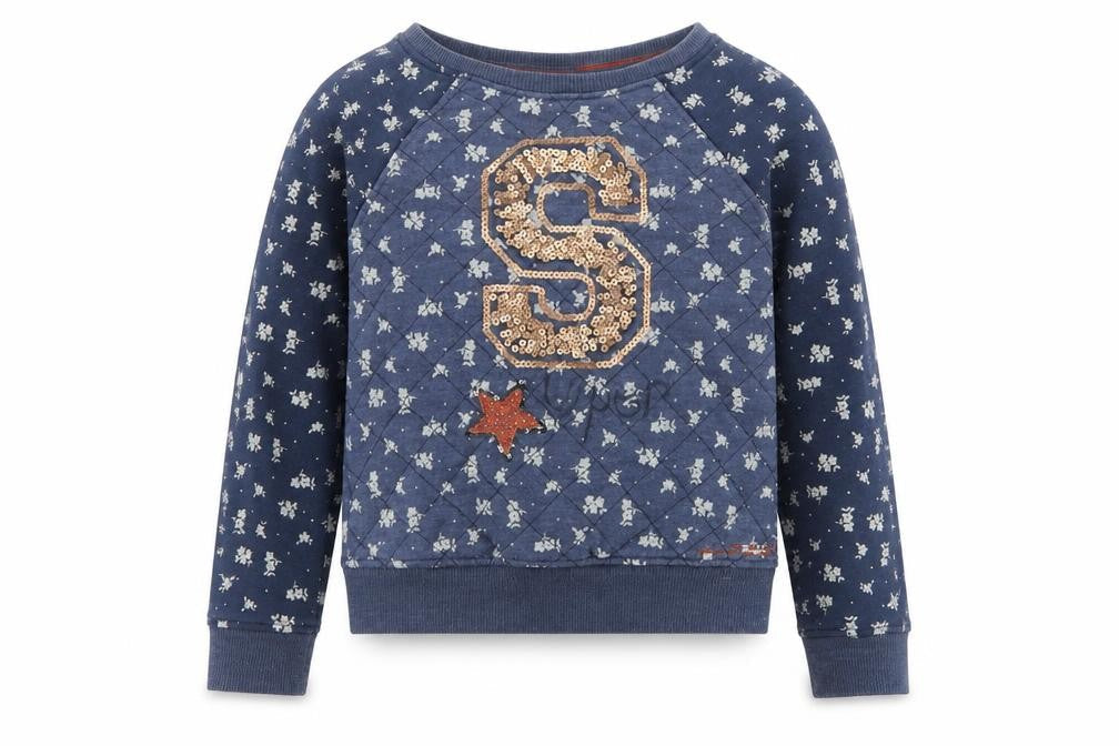 NEXT Girls Blue Floral Jersey Pullover Sweatshirt Size 8 Years