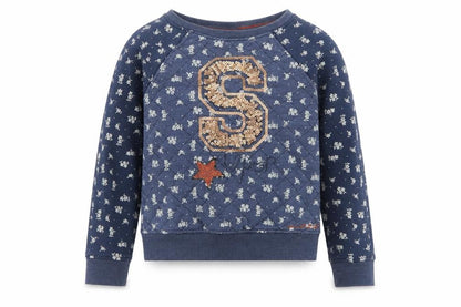 Next Girls Blue Floral Jersey Pullover Sweatshirt Size 8 Years