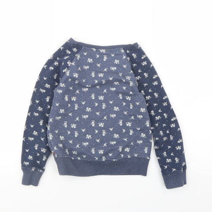 Next Girls Blue Floral Jersey Pullover Sweatshirt Size 8 Years