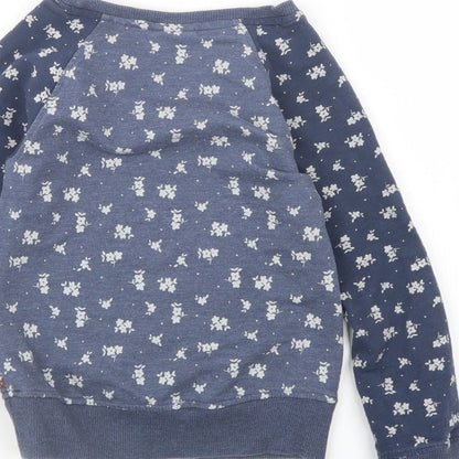 Next Girls Blue Floral Jersey Pullover Sweatshirt Size 8 Years