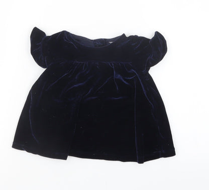 Additional front view of M&Co girls’ blue fit & flare, size 0-3, months