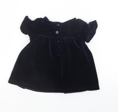 Back view of M&Co girls’ blue fit & flare, size 0-3, months
