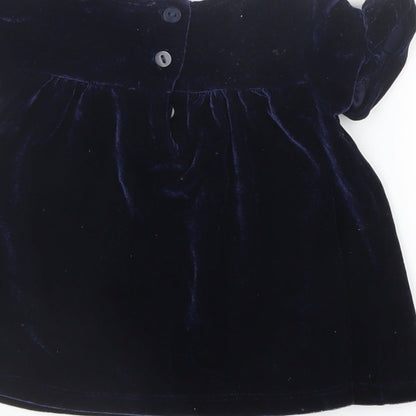 Brand and care label for M&Co girls’ blue fit & flare, size 0-3, months