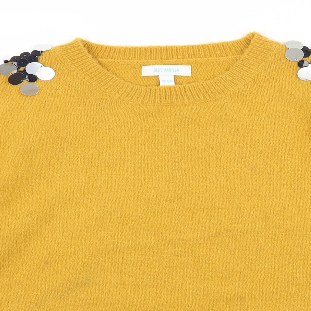 Blue Vanilla Womens Yellow  Knit Pullover Jumper Size S
