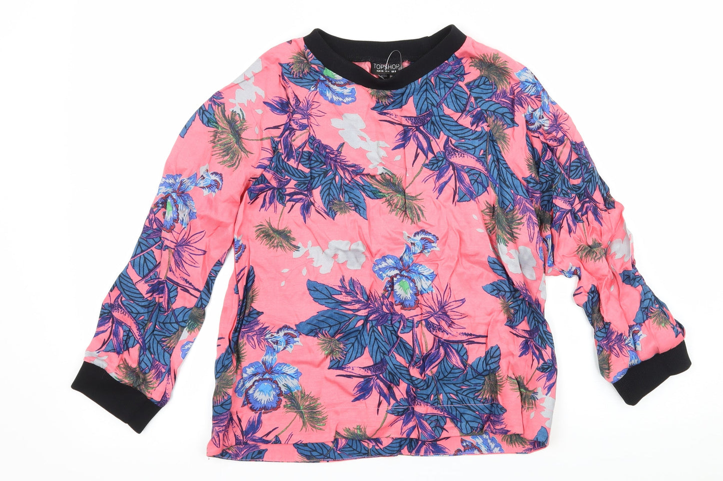 Topshop Womens Pink Floral  Basic Blouse Size 8