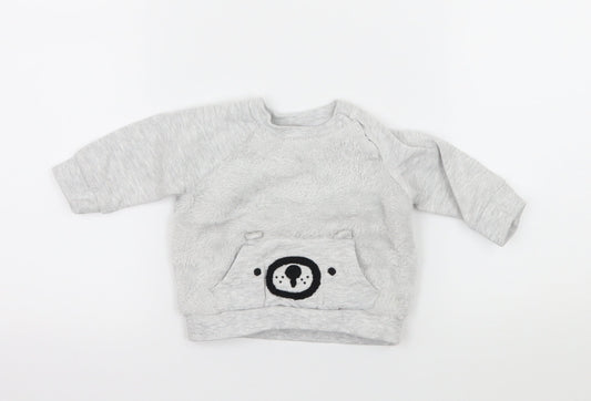 F&F Baby Grey  Jersey Pullover Jumper Size 0-3 Months  - Bear