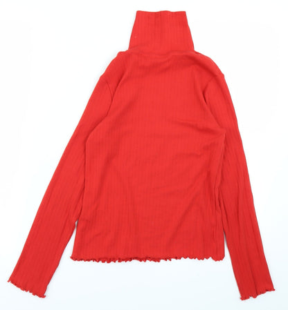Back view of Marks & Spencer girls’ red basic t-shirt, size 10-11, years - ribbed
