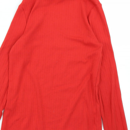 Brand and care label for Marks & Spencer girls’ red basic t-shirt, size 10-11, years - ribbed