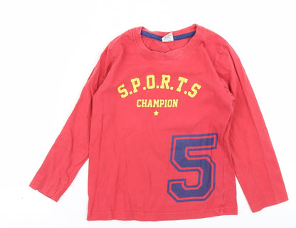 Taeko kids Boys Red   Basic T-Shirt Size 4-5 Years
