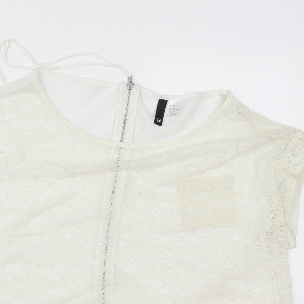 H&M Womens White   Basic T-Shirt Size 14