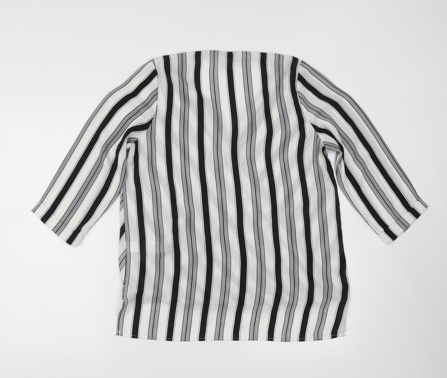 New Look Womens White Striped  Tunic Blouse Size 8