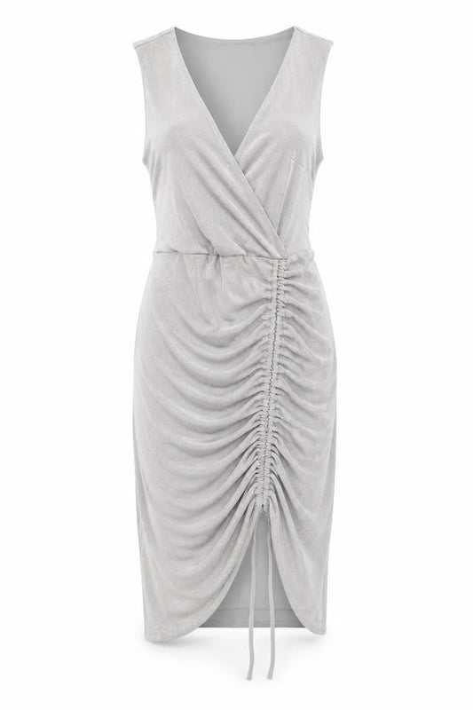 Miss Selfridge Womens Silver   Bodycon  Size 10  - gathered front