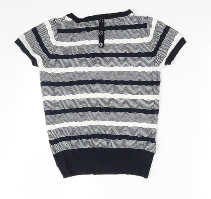 Back view of Principles women’s multicoloured striped jumper, size UK 8