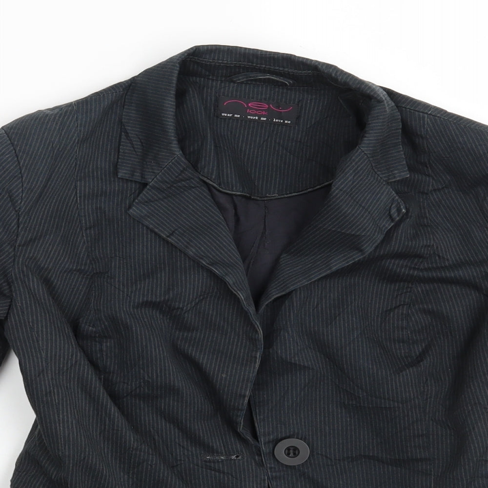 New Look Womens Black Striped  Jacket Blazer Size 10