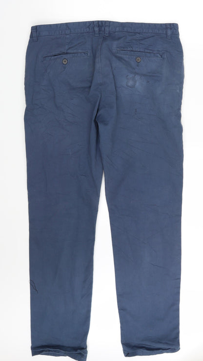 Back view of Denim & Co. men’s blue trousers, size 36, 31-inch leg