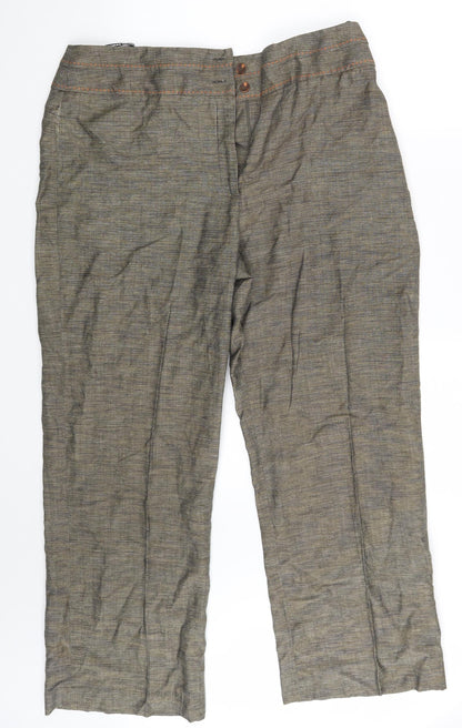 Additional front view of ROMAN women’s gold trousers, size UK 18, 28-inch leg