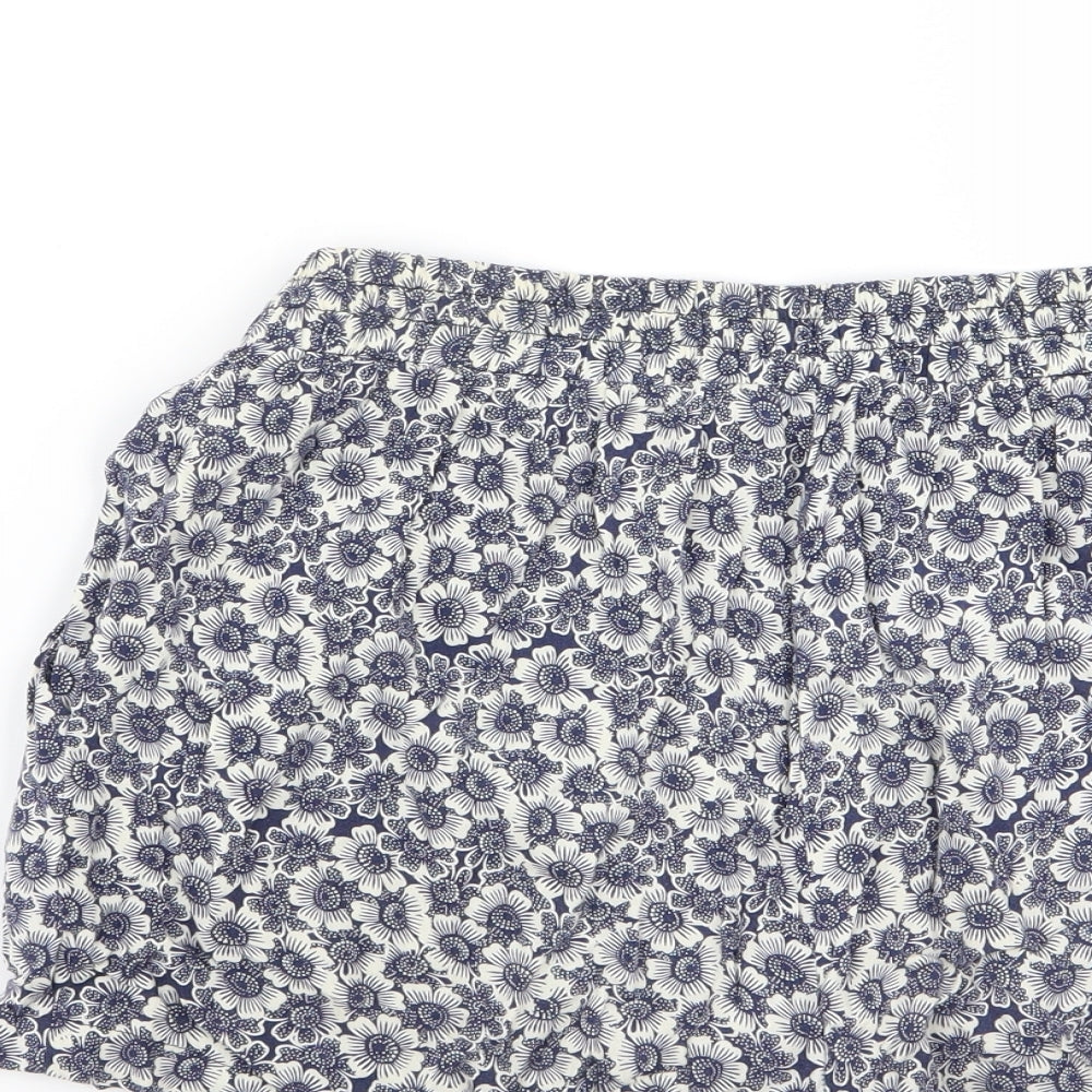 New Look Womens Blue Geometric  Hot Pants Shorts Size 10