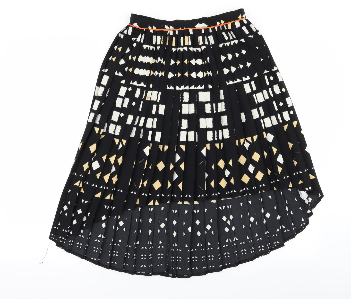 Topshop Womens Black Geometric  Pleated Skirt Size 8