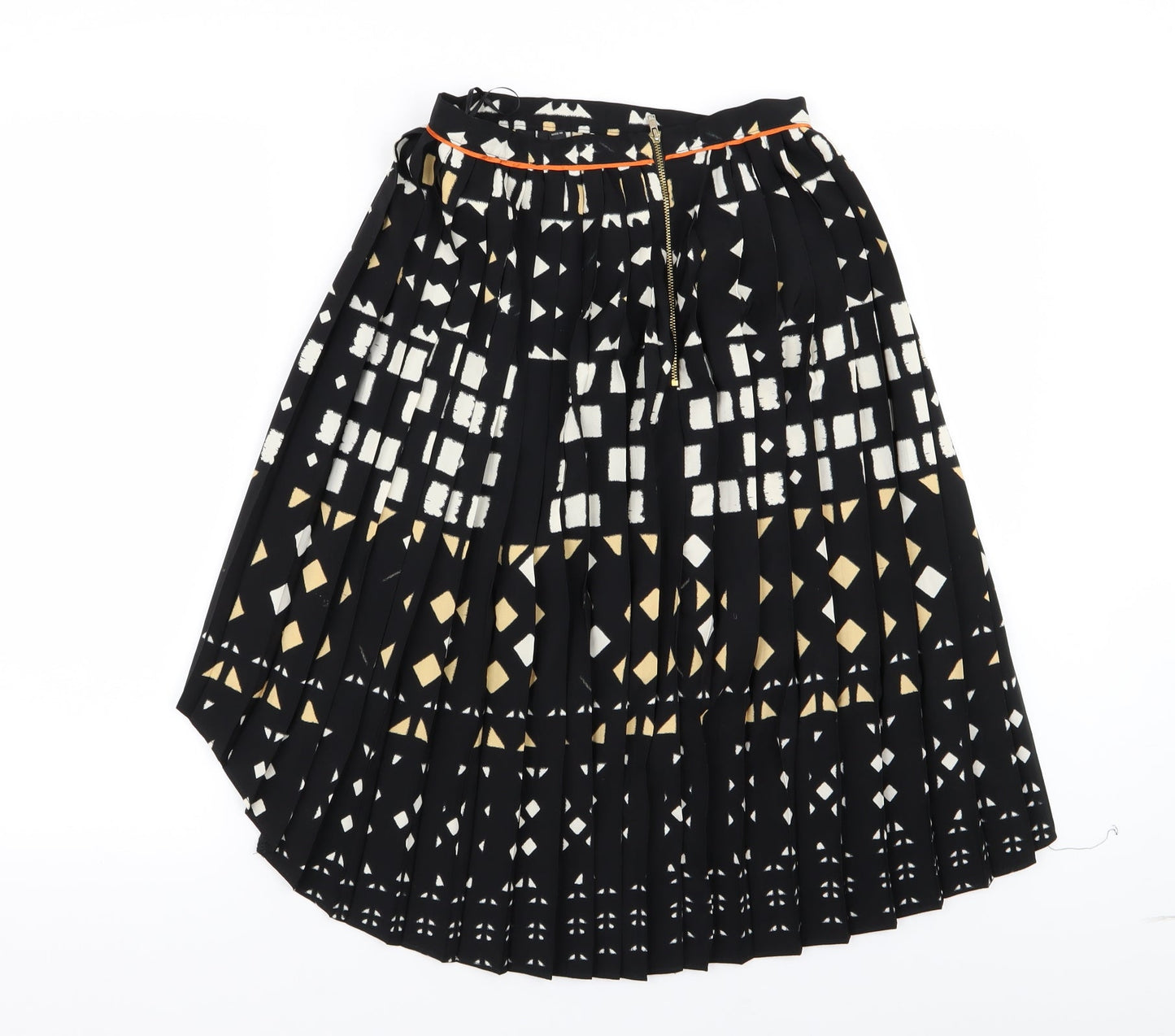 Topshop Womens Black Geometric  Pleated Skirt Size 8