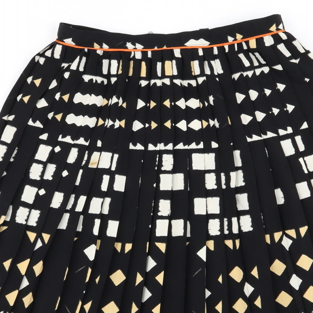 Topshop Womens Black Geometric  Pleated Skirt Size 8