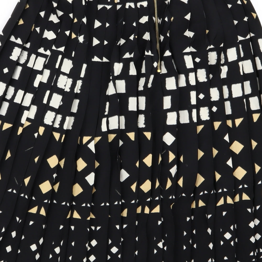 Topshop Womens Black Geometric  Pleated Skirt Size 8