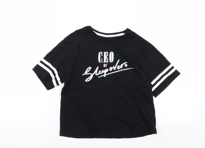 Asda George Girls Black Solid  Top Pyjama Top Size 9-10 Years