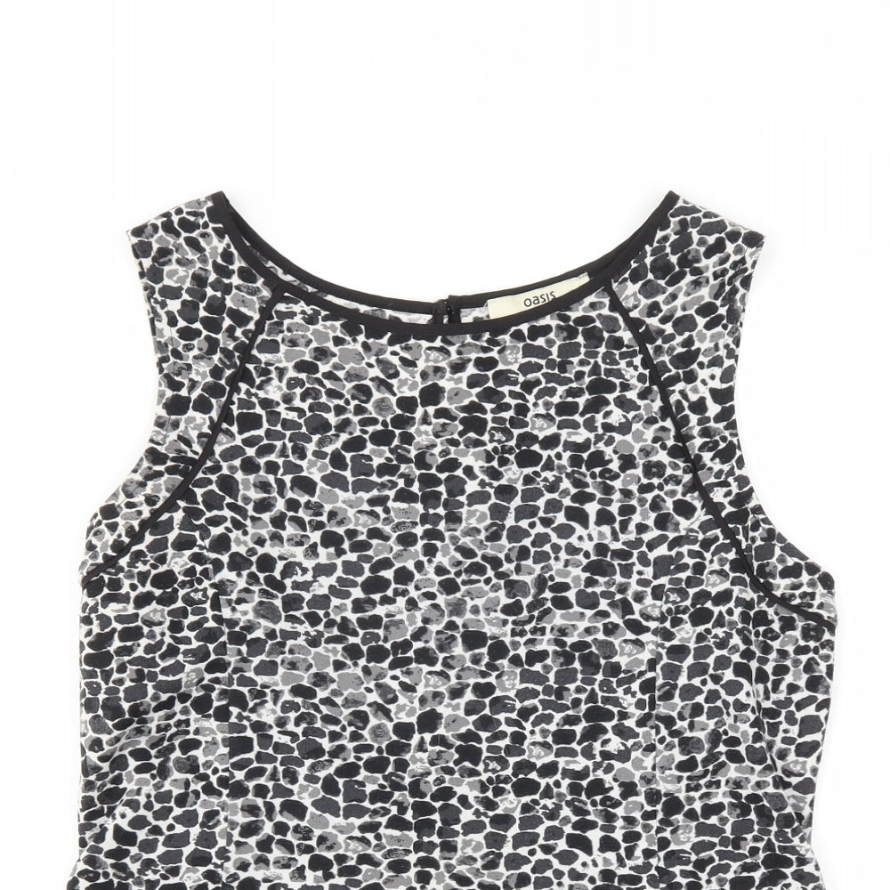 Oasis Womens Black Animal Print  Basic T-Shirt Size M