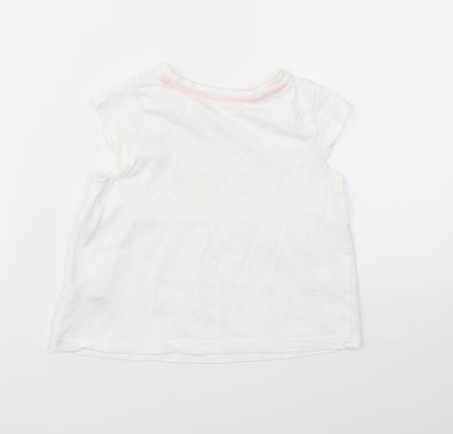 Back view of Nutmeg girls’ white basic t-shirt, size 12-18, months