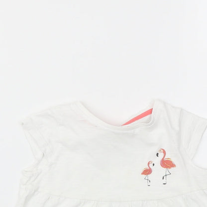 Close-up detail of Nutmeg girls’ white basic t-shirt, size 12-18, months