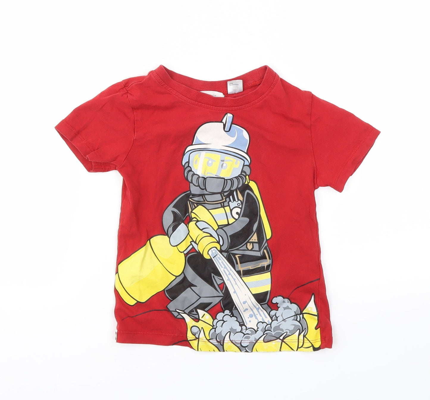 H&M Boys Red Animal Print  Basic T-Shirt Size 3-4 Years