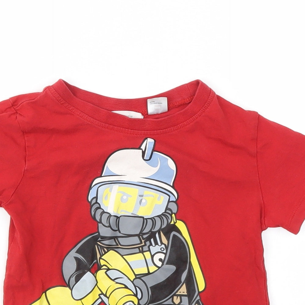 H&M Boys Red Animal Print  Basic T-Shirt Size 3-4 Years