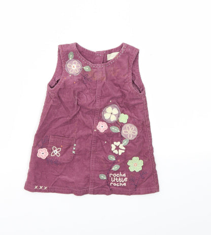 Additional front view of Debenhams girls’ purple floral fit & flare, size 3-6, months