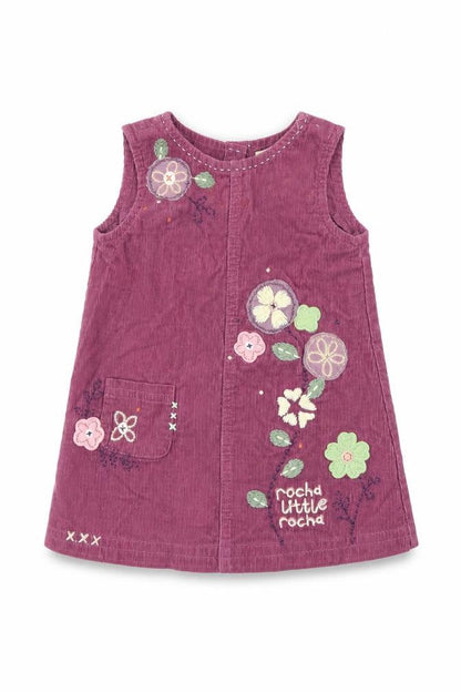 Front view of Debenhams girls’ purple floral fit & flare, size 3-6, months