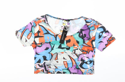 Additional front view of Signature girls’ multicoloured basic t-shirt, size M