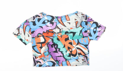 Back view of Signature girls’ multicoloured basic t-shirt, size M