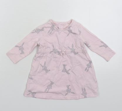 Additional front view of F&F girls’ pink jumper dress, size 3-6, months
