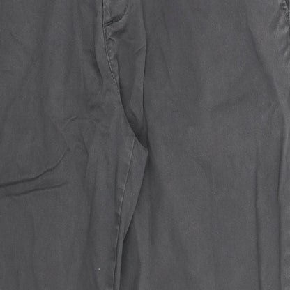 Close-up detail of Denim & Co. women’s grey chino trousers, size UK 38, 31-inch leg
