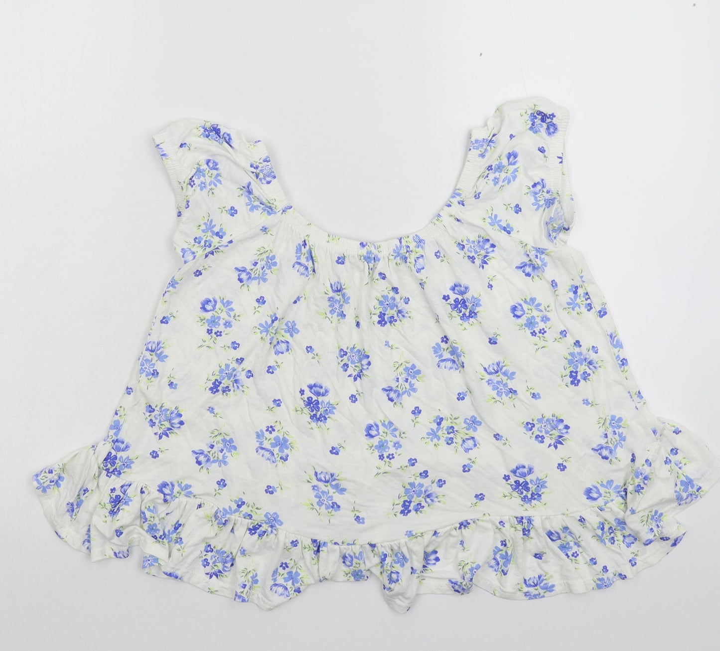 Boohoo Womens White Floral  Basic T-Shirt Size 8