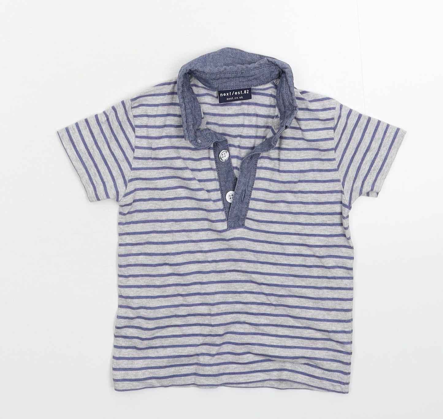 NEXT Baby Grey Striped  Basic Polo Size 6-9 Months