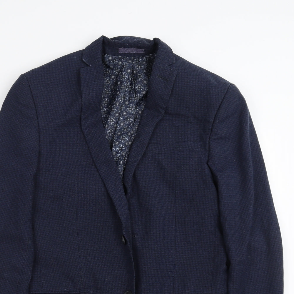 Red Herring Mens Blue Check  Jacket Suit Jacket Size 36
