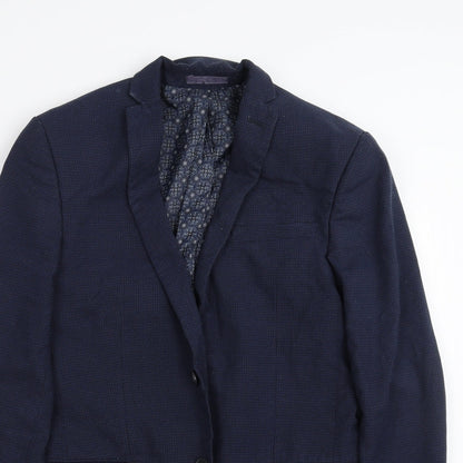 Close-up detail of Red Herring men’s blue check jacket suit jacket, size 36
