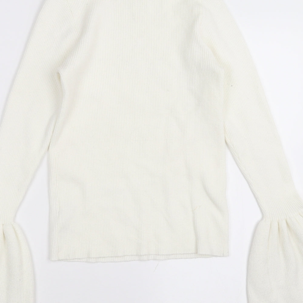 FOREVER 21 Womens White   Pullover Jumper Size L  - flared sleeves