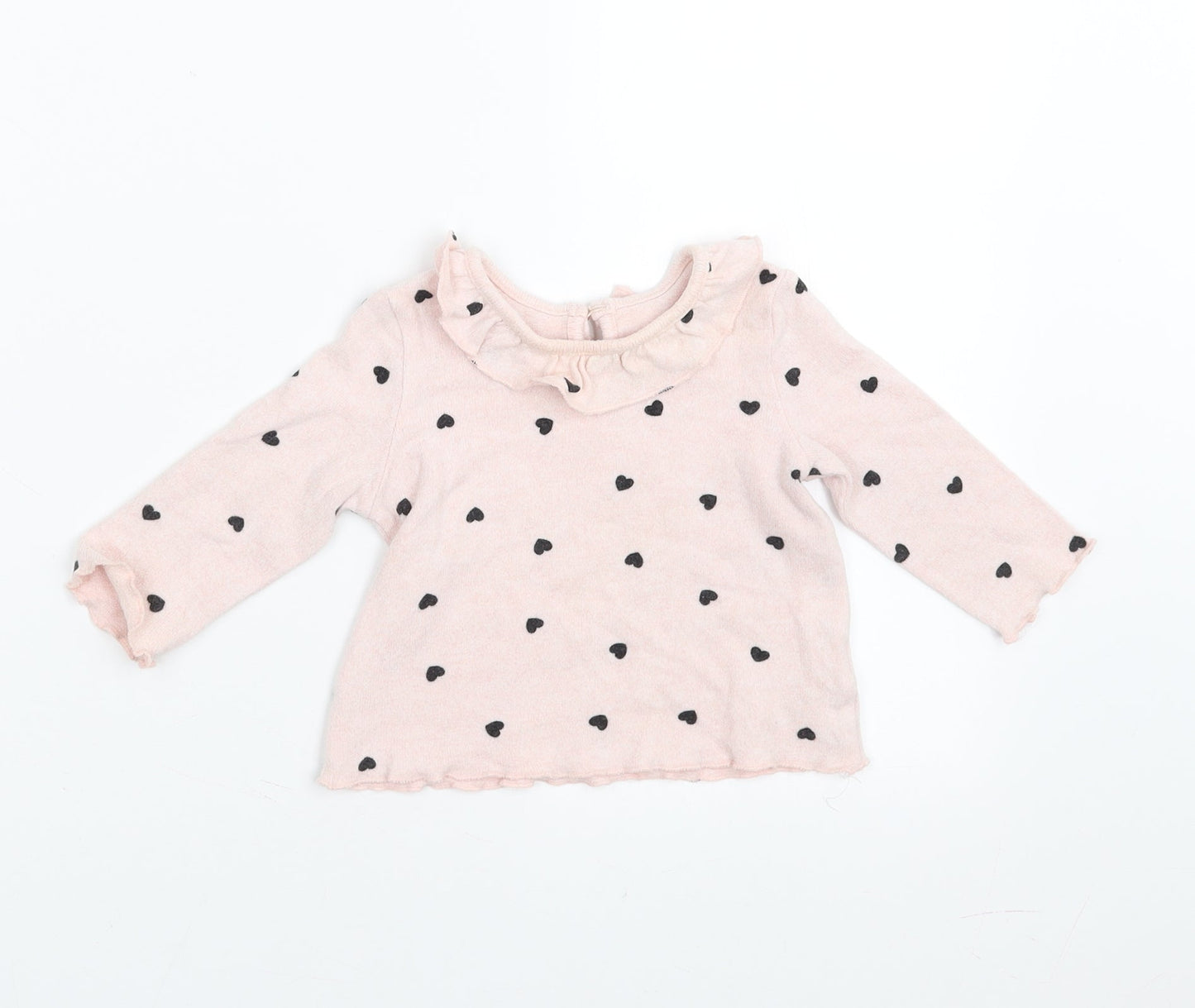 Matalan Girls Pink   Pullover Jumper Size 3-6 Months  - heart pattern