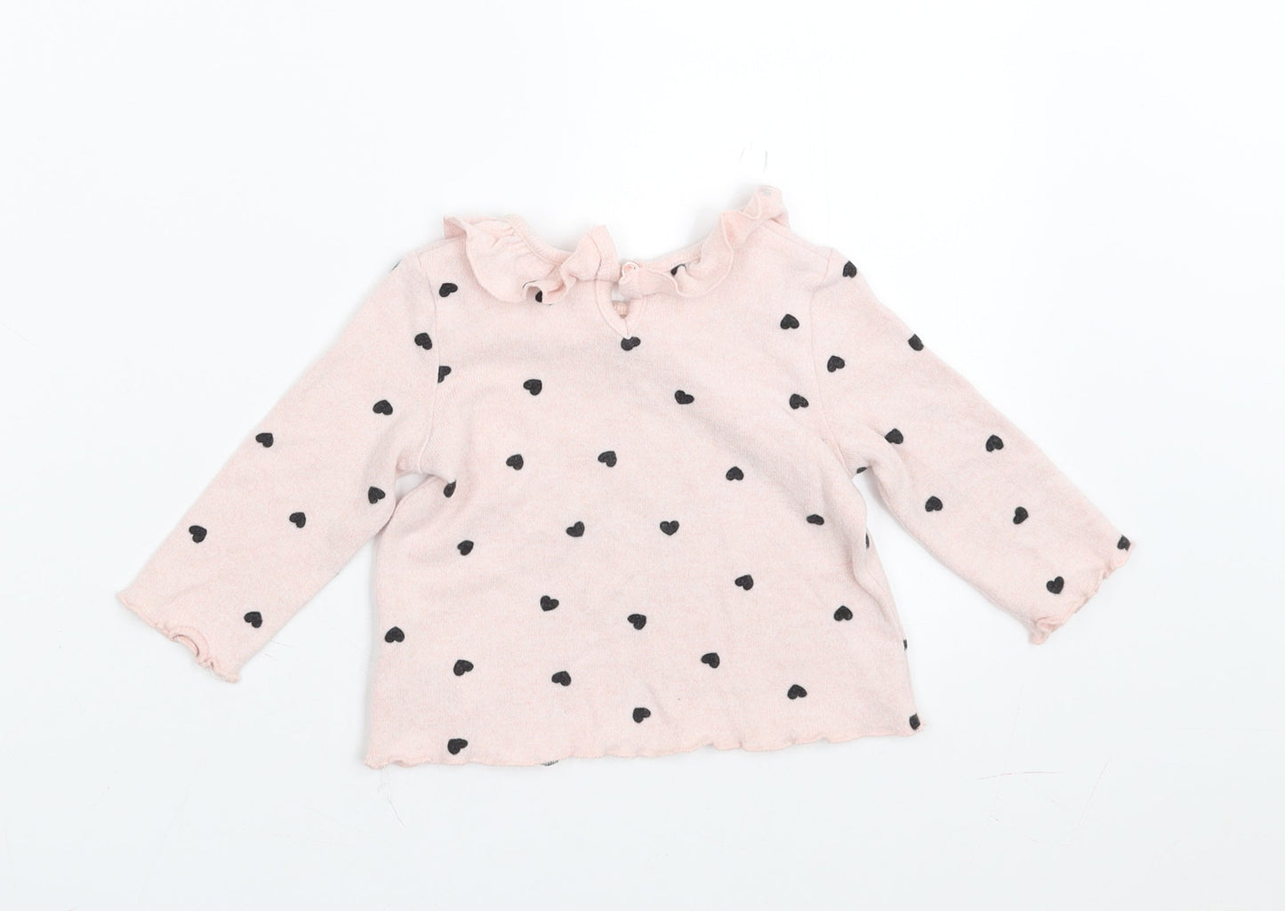 Matalan Girls Pink   Pullover Jumper Size 3-6 Months  - heart pattern
