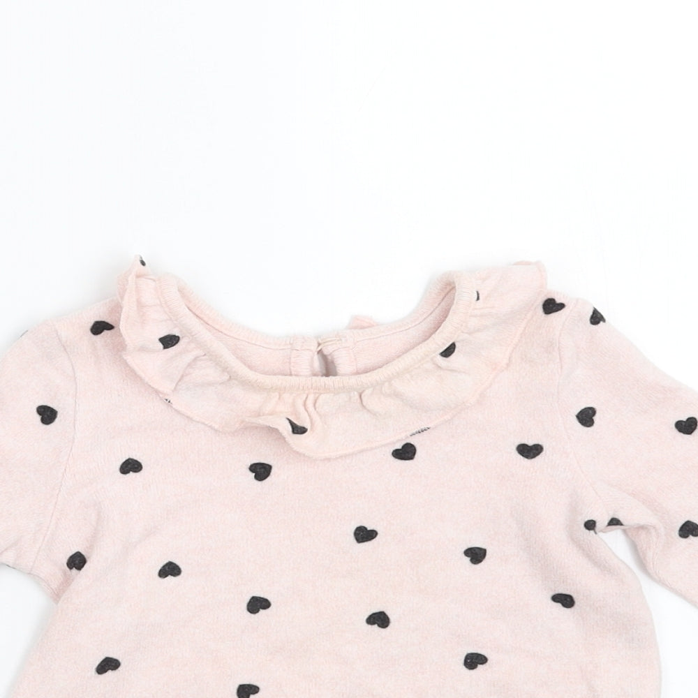 Matalan Girls Pink   Pullover Jumper Size 3-6 Months  - heart pattern
