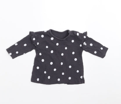 Additional front view of George girls’ grey polka dot jumper, size 0-3, months