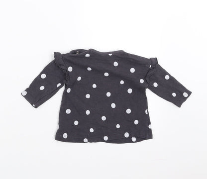 Back view of George girls’ grey polka dot jumper, size 0-3, months