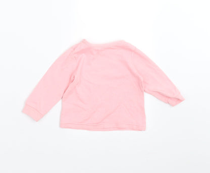 Back view of Dylan George girls’ pink basic t-shirt, size 6-9, months - smile