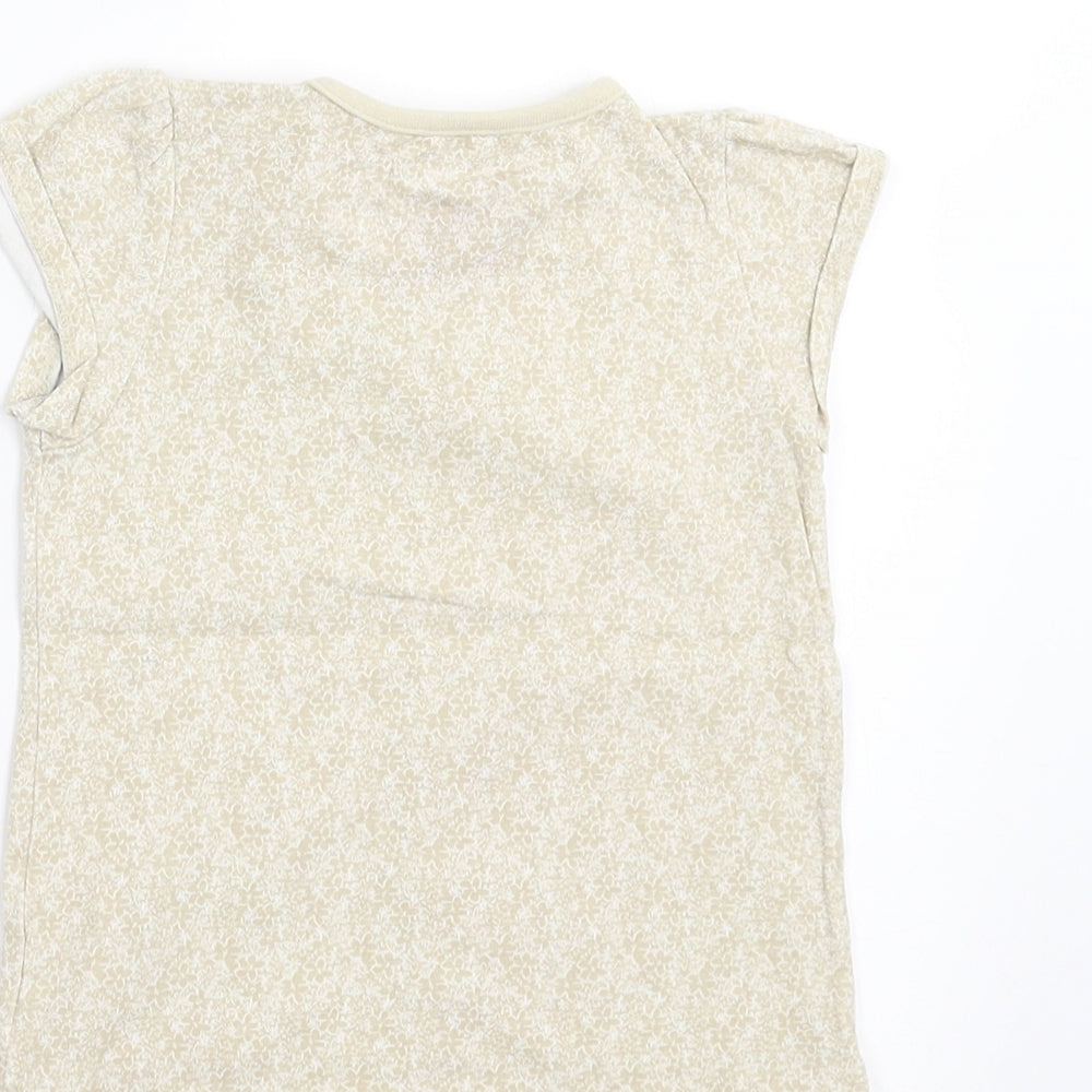 Sainsburys  Girls Beige Floral  Basic T-Shirt Size 9-12 Months  - Embroidered detail