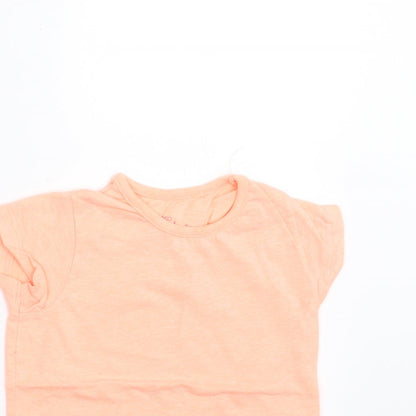 Close-up detail of Pep&Co girls’ orange basic t-shirt, size 12-18, months